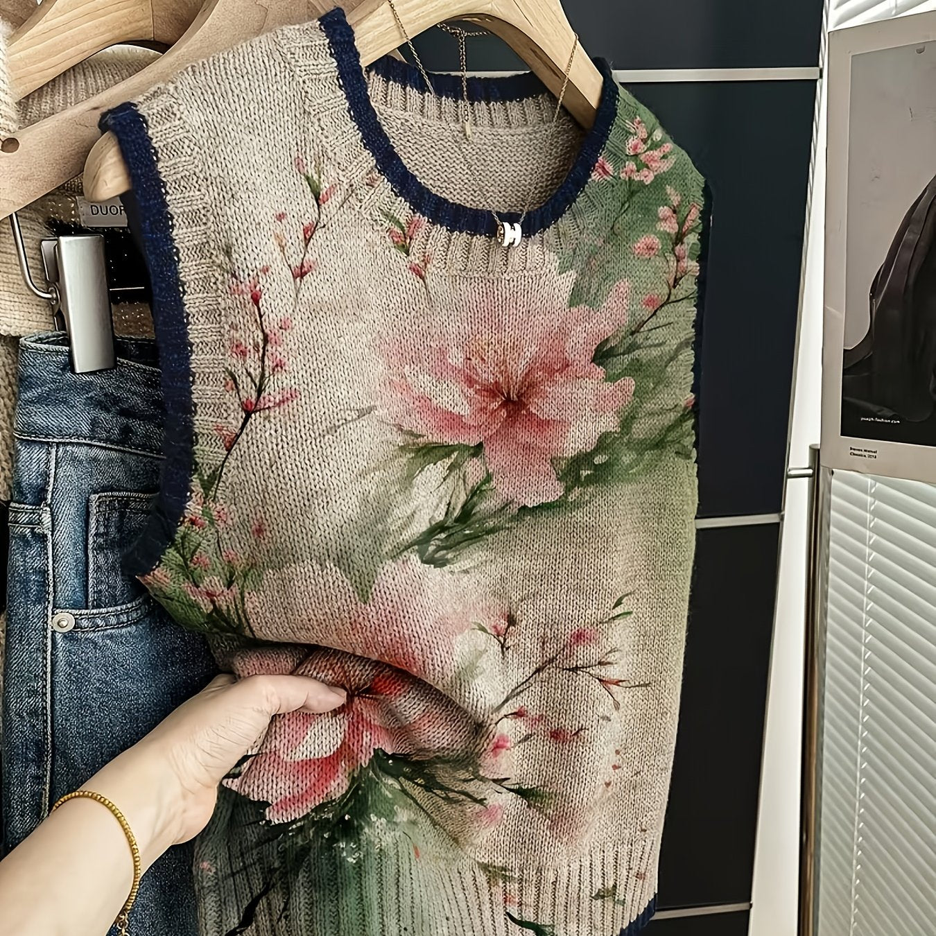 Botanical Floral Knit Vest