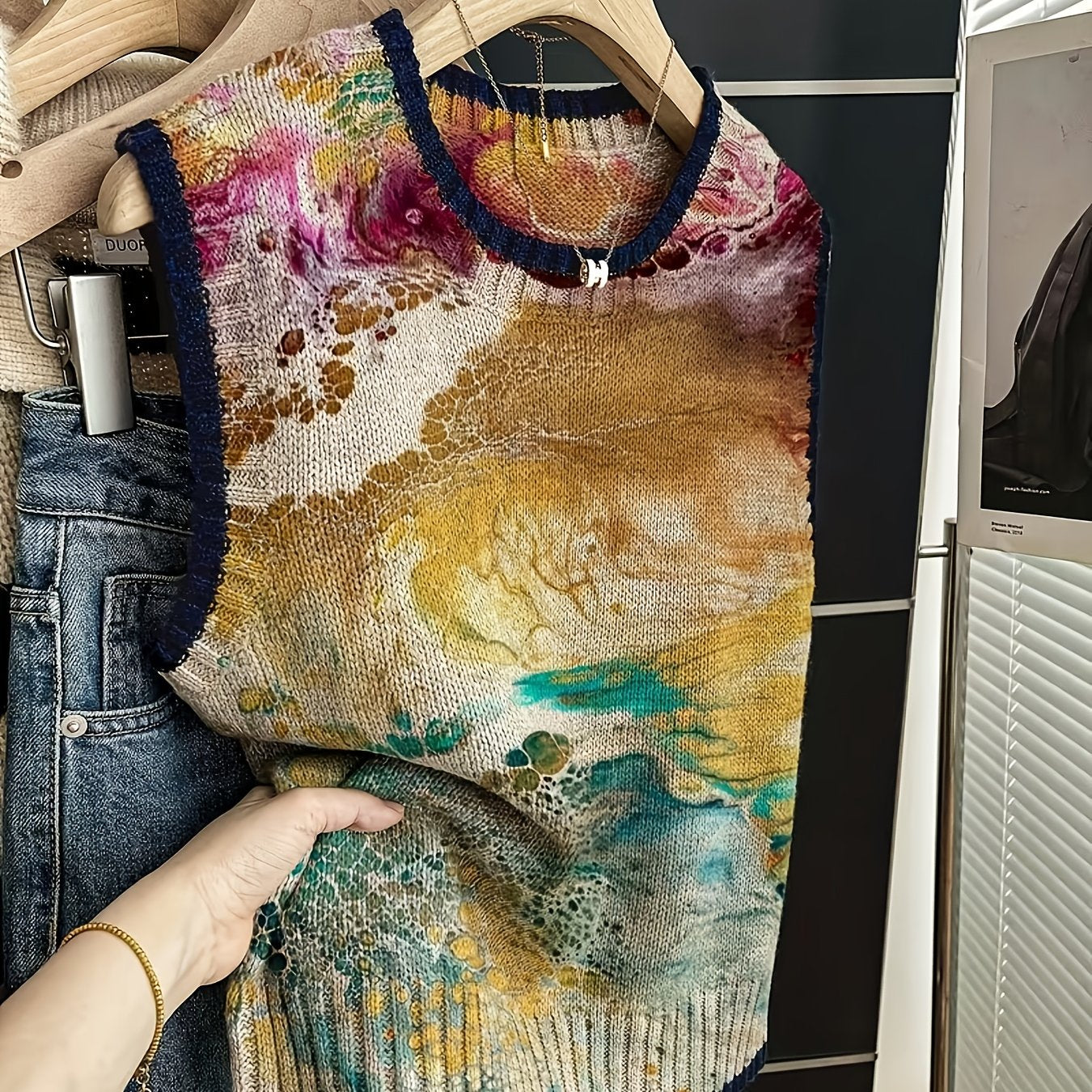 Ombre Detail Crew Neck Vest