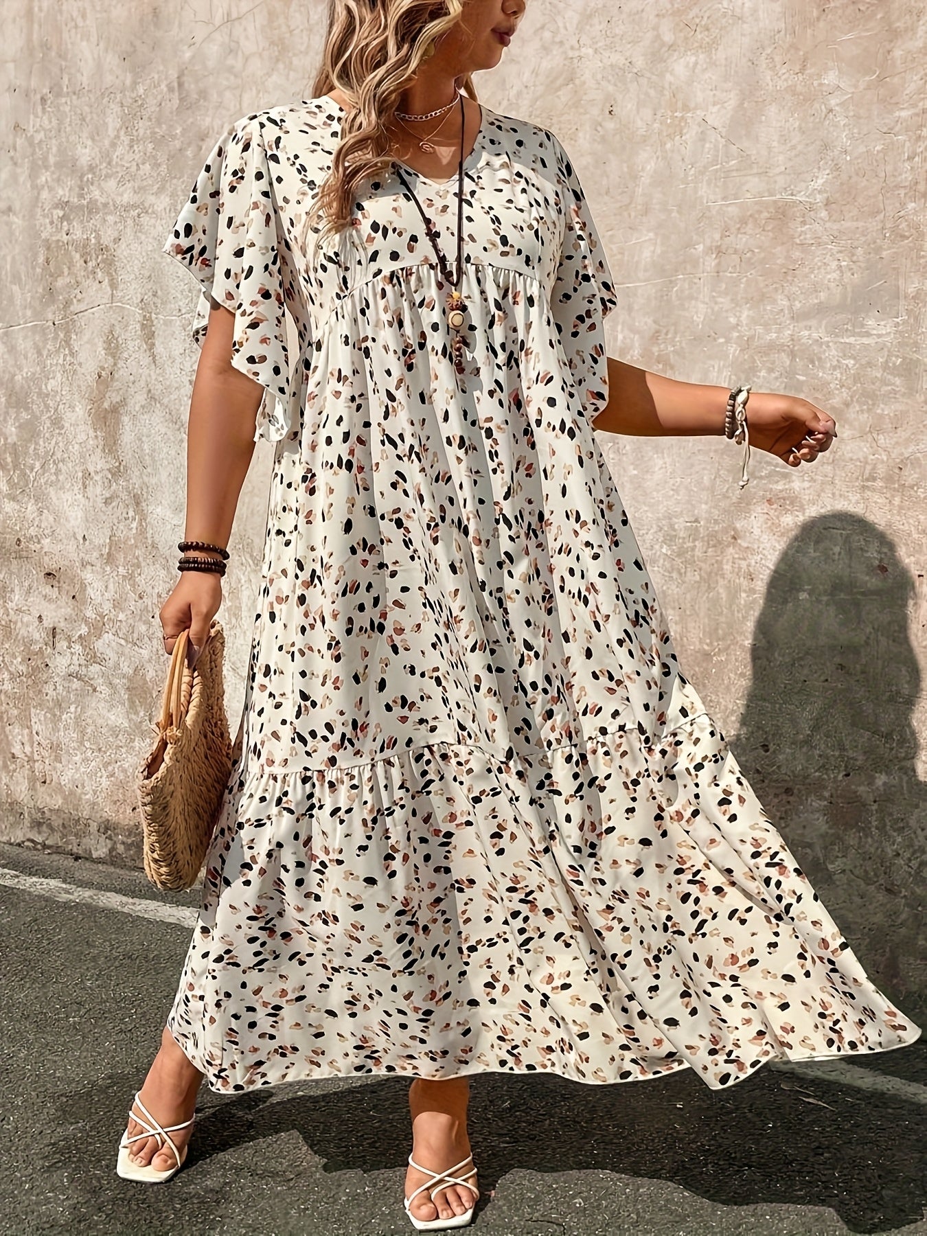 Mid-Length Printed Vacation Dress
