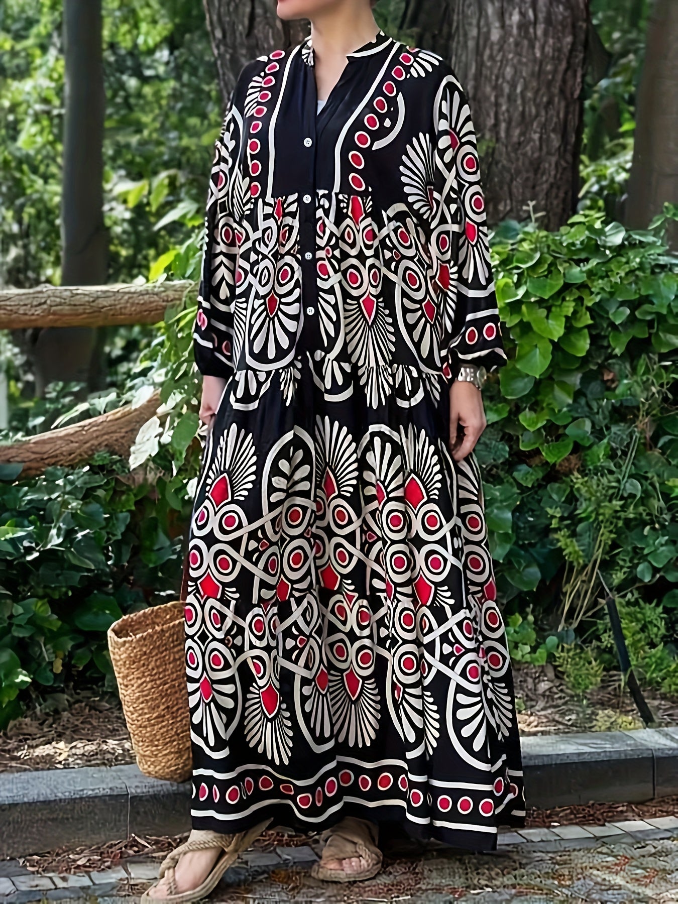 Zahara Bohemian V-Neck Maxi Dress