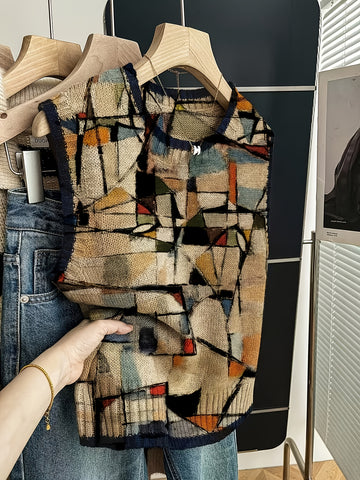 Color Block Crew Neck Vest
