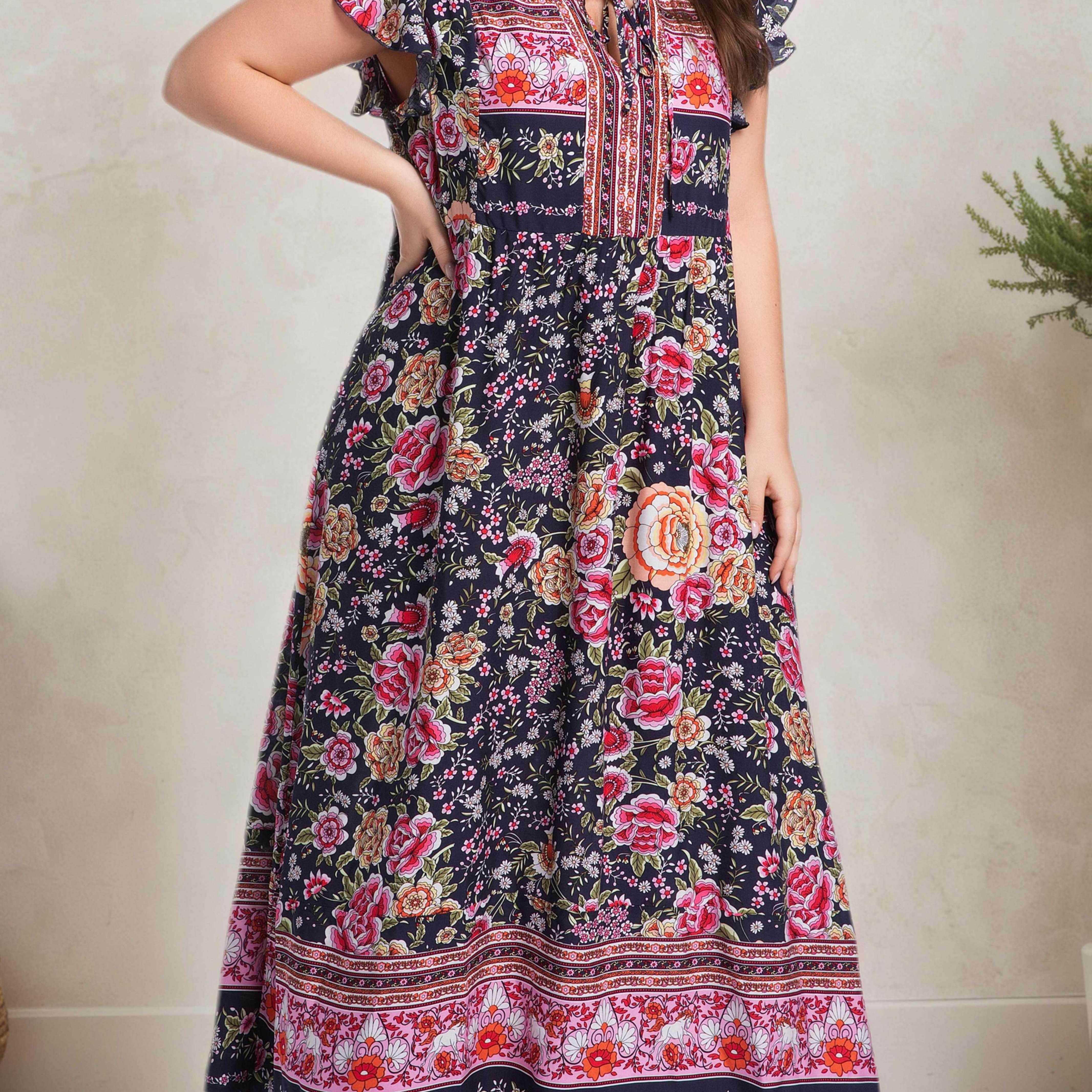 Bohemian Lace-Up Maxi Dress