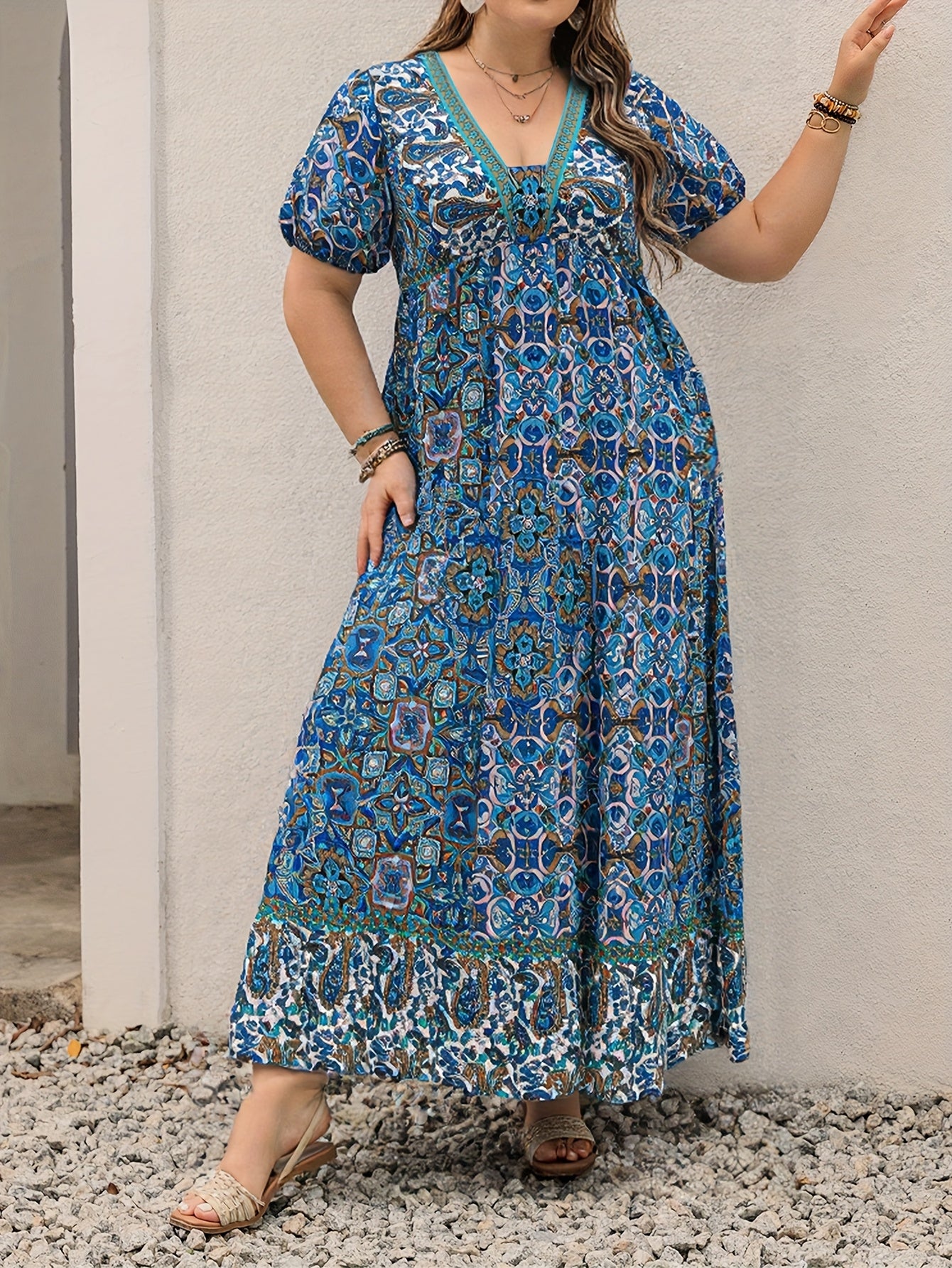 Bohemian Geometric Maxi Dress