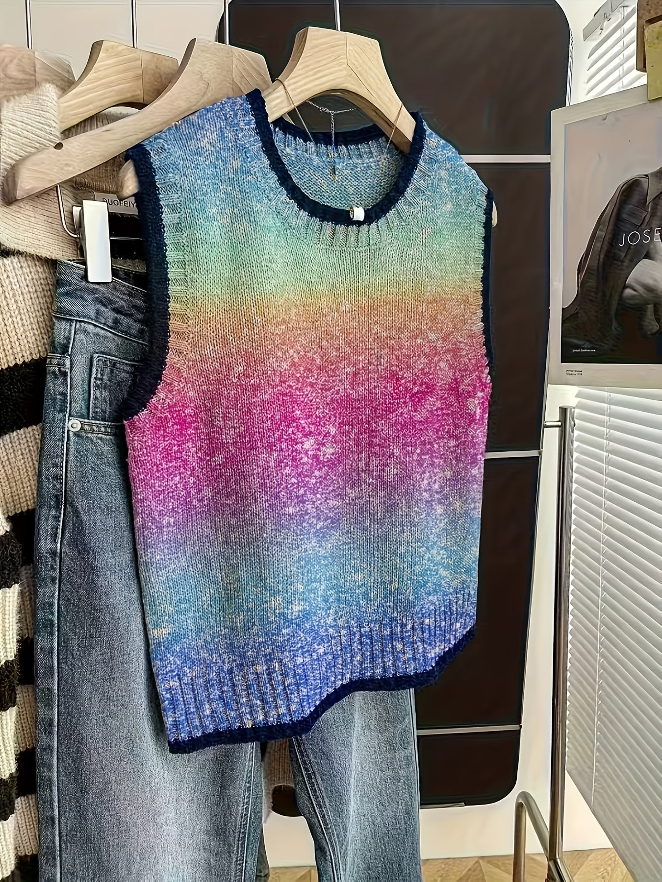 Rainbow Gradient Knit Vest
