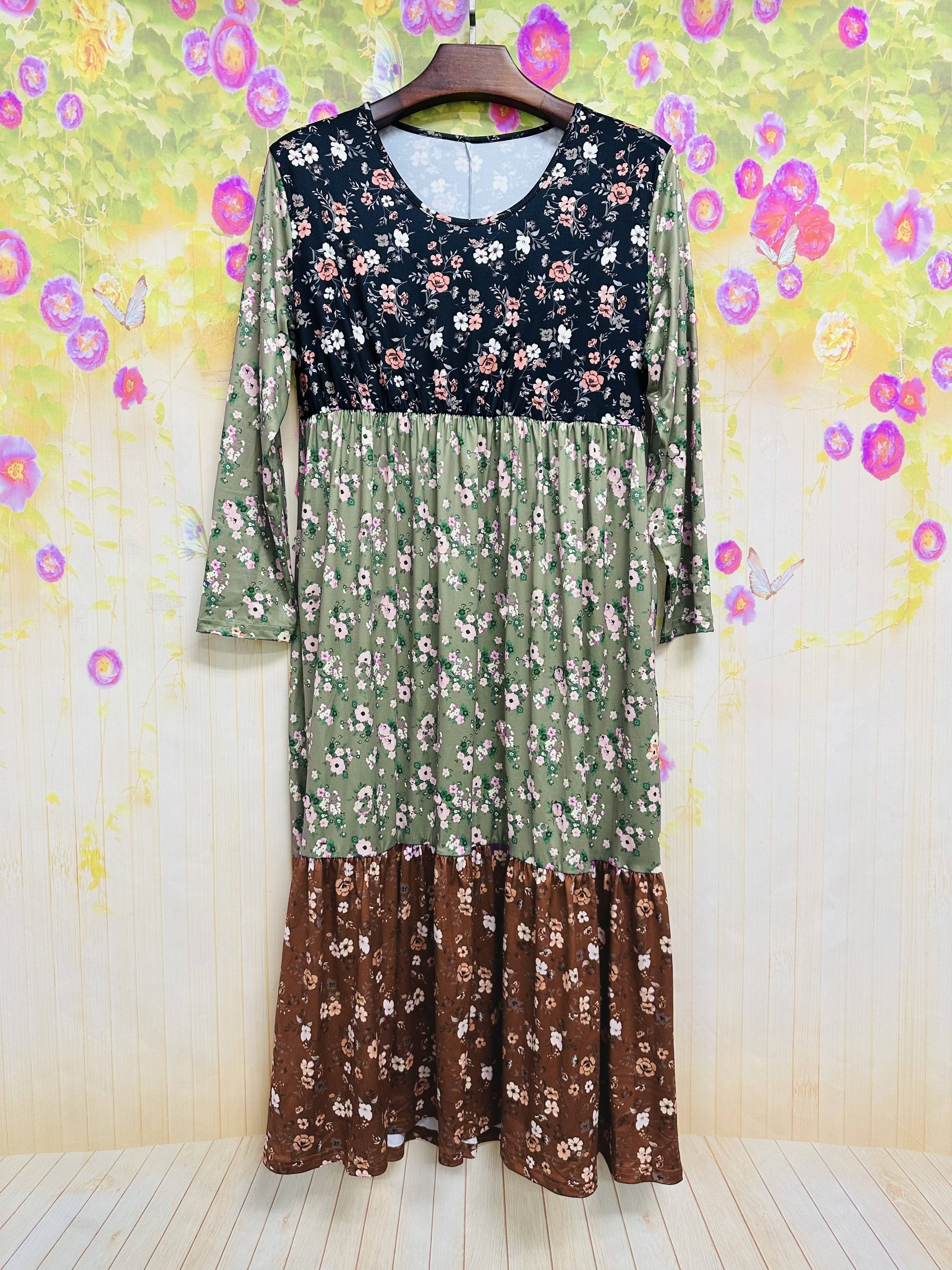 Elara Boho Patchwork Maxi Dress