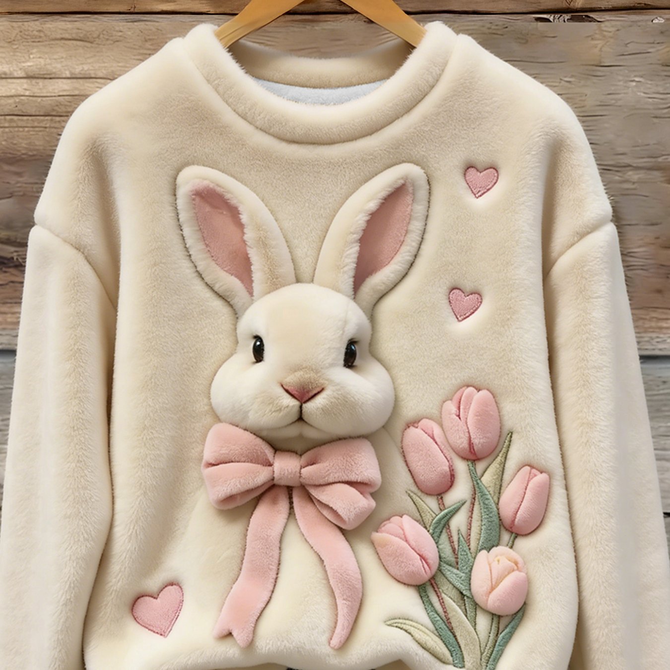 Rabbit and Tulip Graphic Crew Neck Sweatshirt