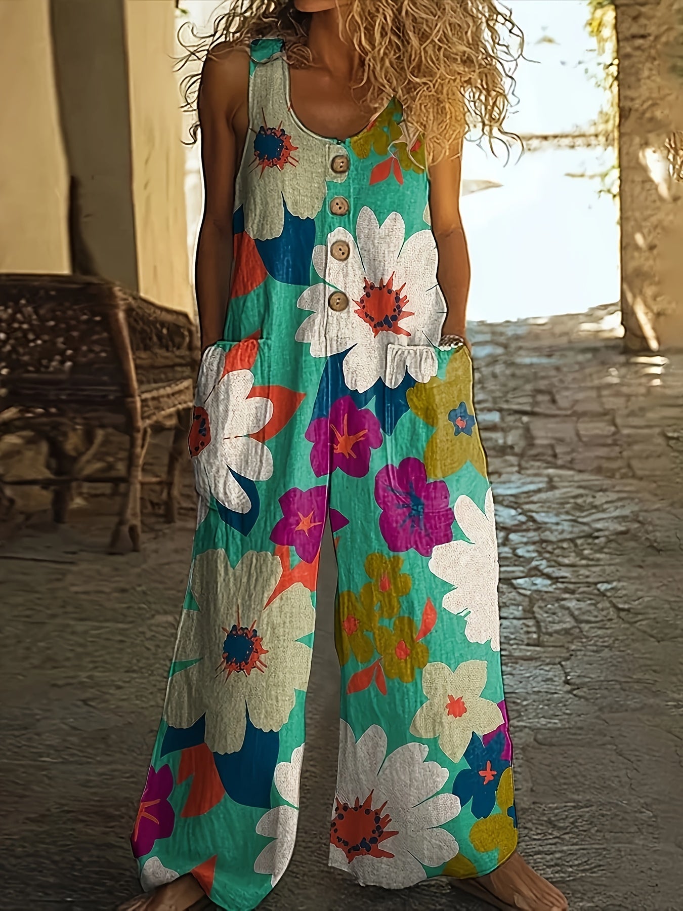 Floral Pocket Vacation Jumpsuit