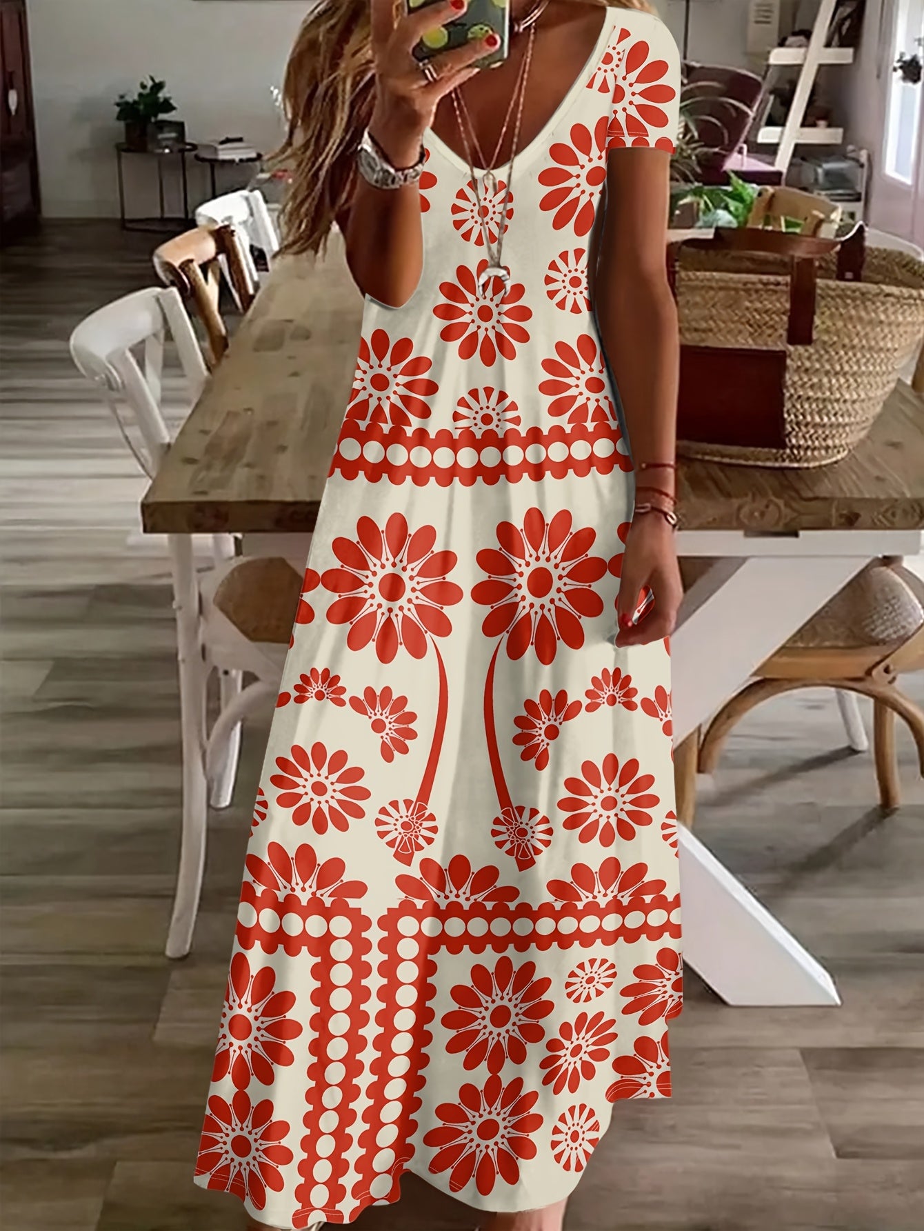Tropical Print Maxi Dress