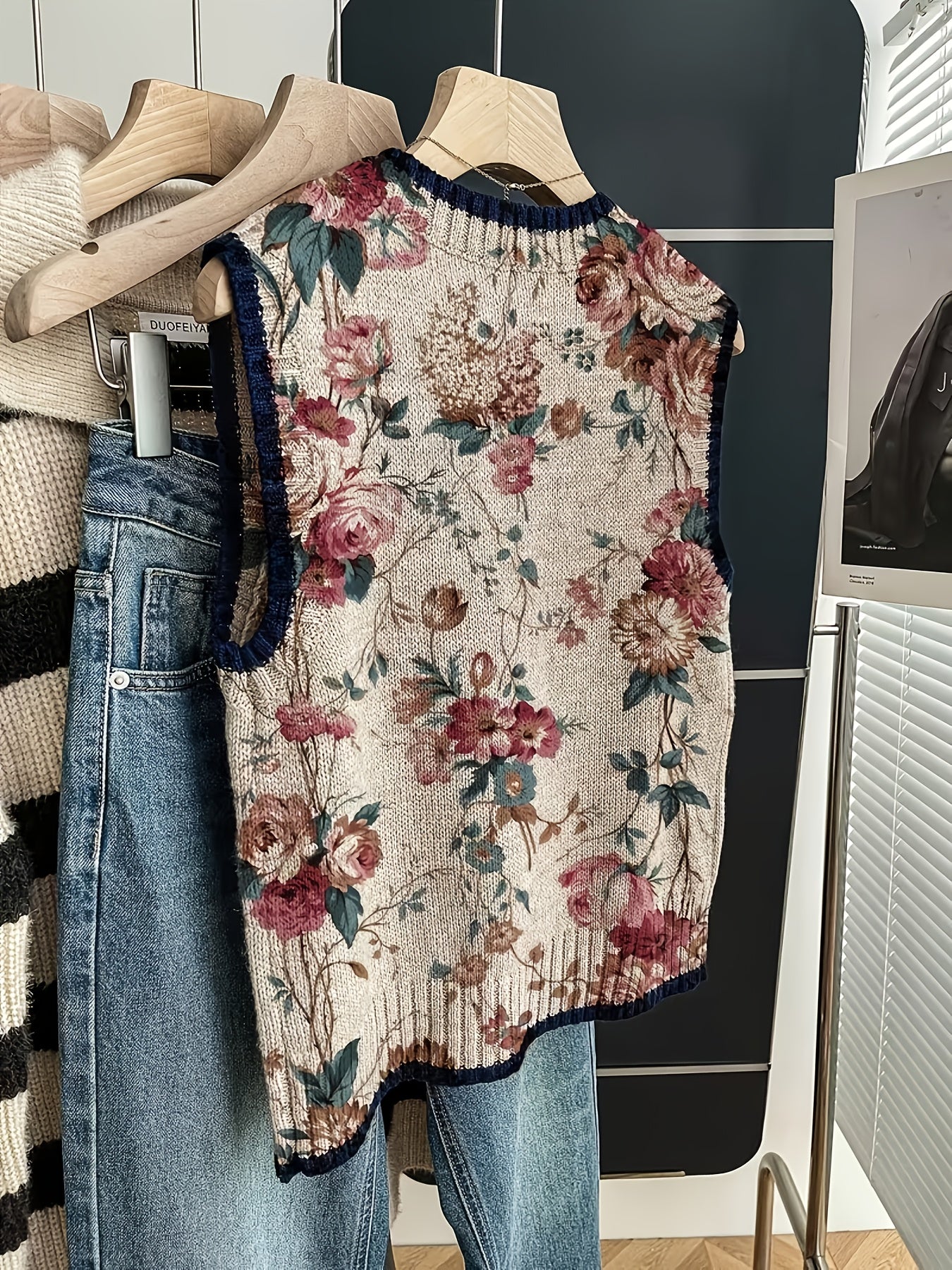 Modern Floral Knit Vest