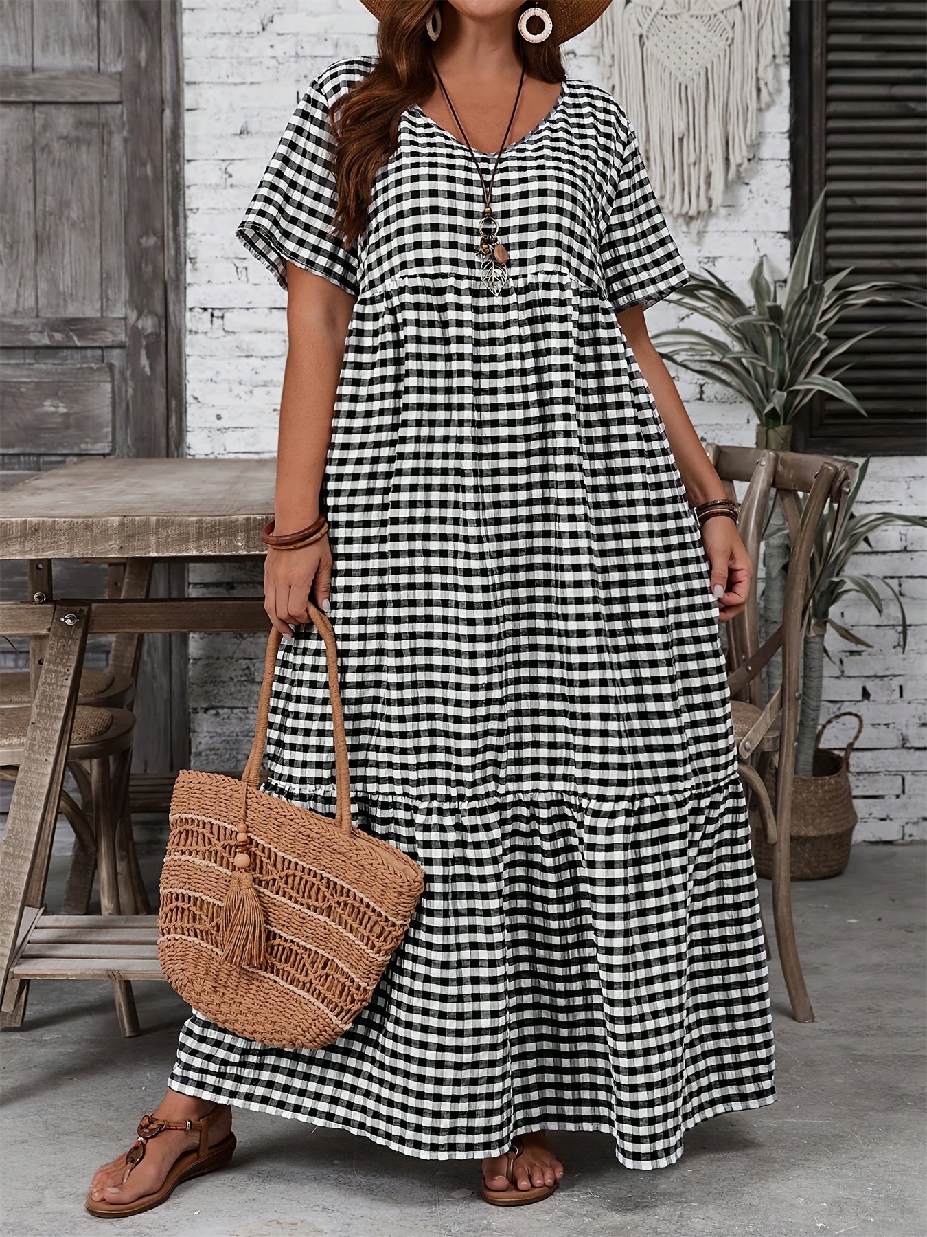 Livia Checkered Breeze Maxi Dress