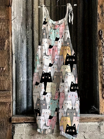 Cartoon Charm Strappy Overalls