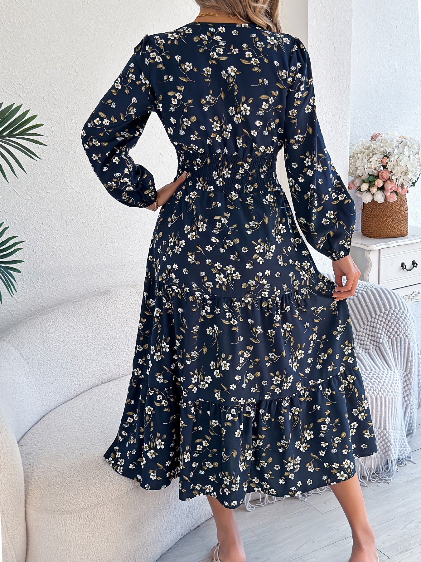 Spring Charm V-Neck A-Line Maxi Dress