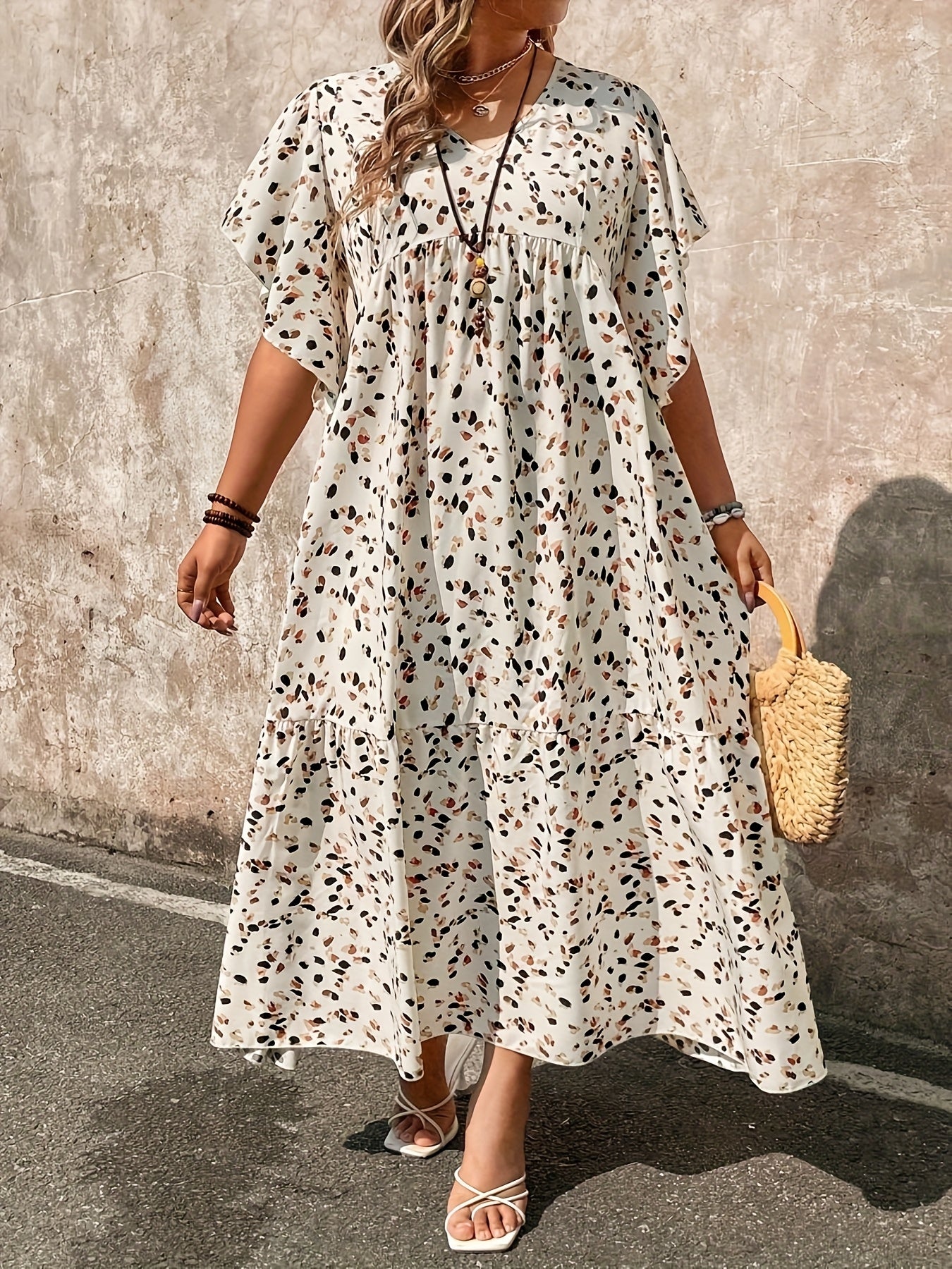 Mid-Length Printed Vacation Dress