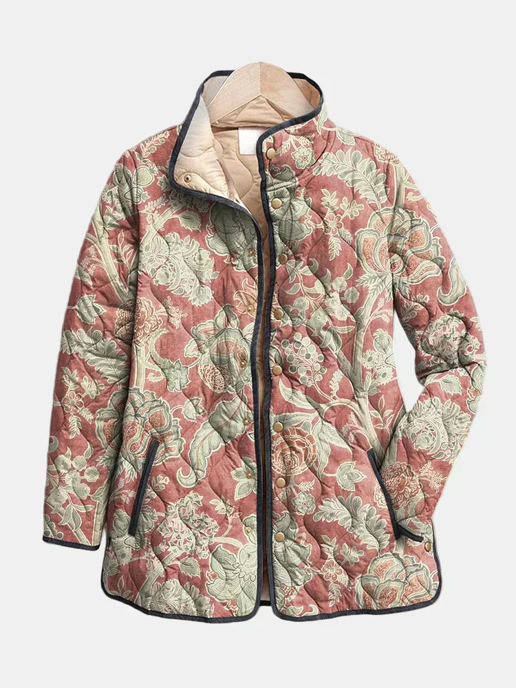 Vintage Floral Casual Quilted Jacket