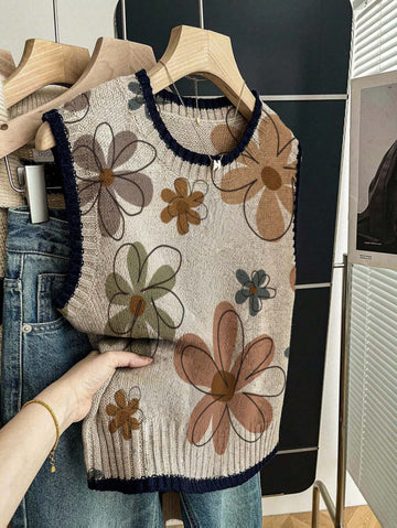 Classic Floral Crew Neck Vest