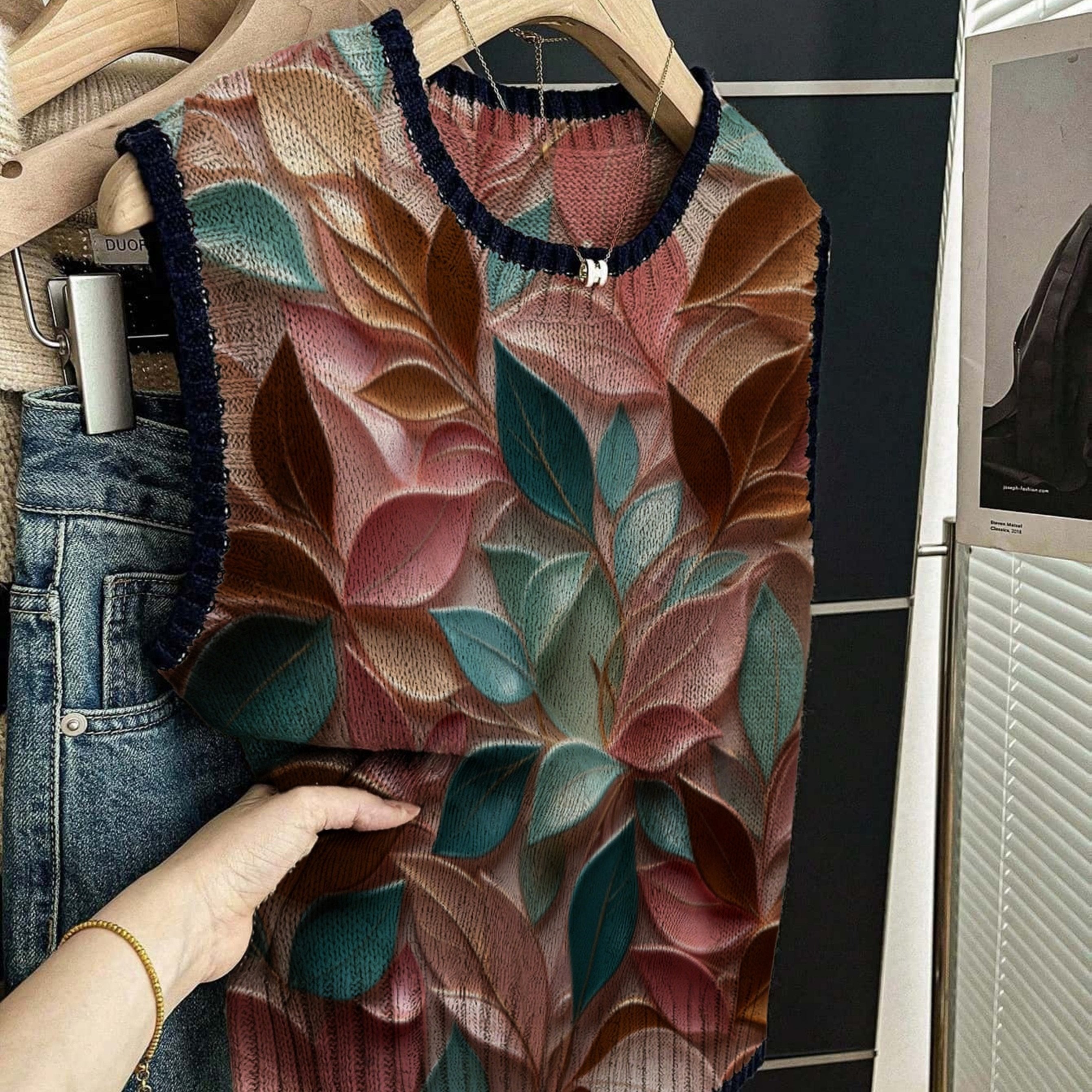 Gradient Leaf Pattern Vest