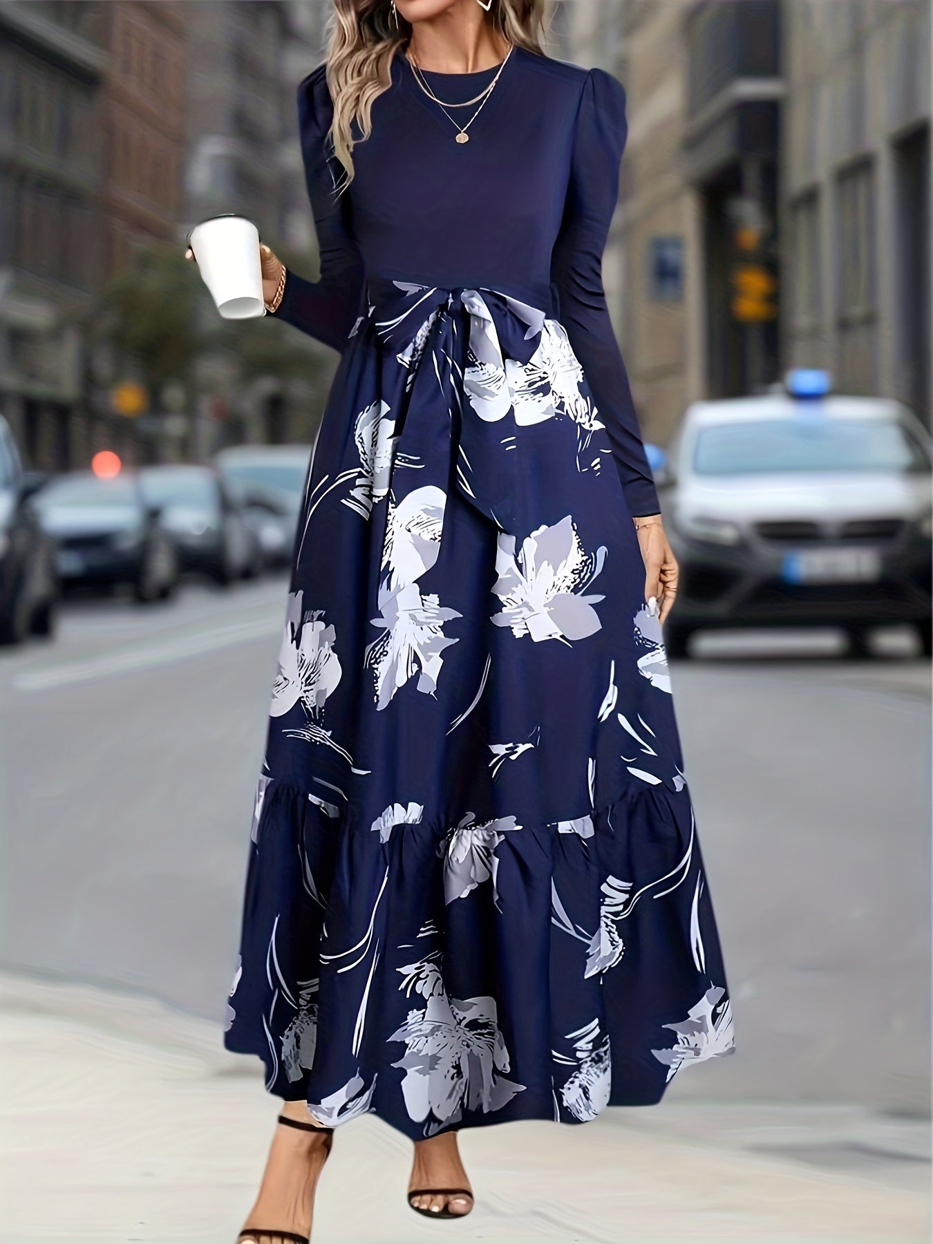 Bohemian Pleated Waist Maxi Dress