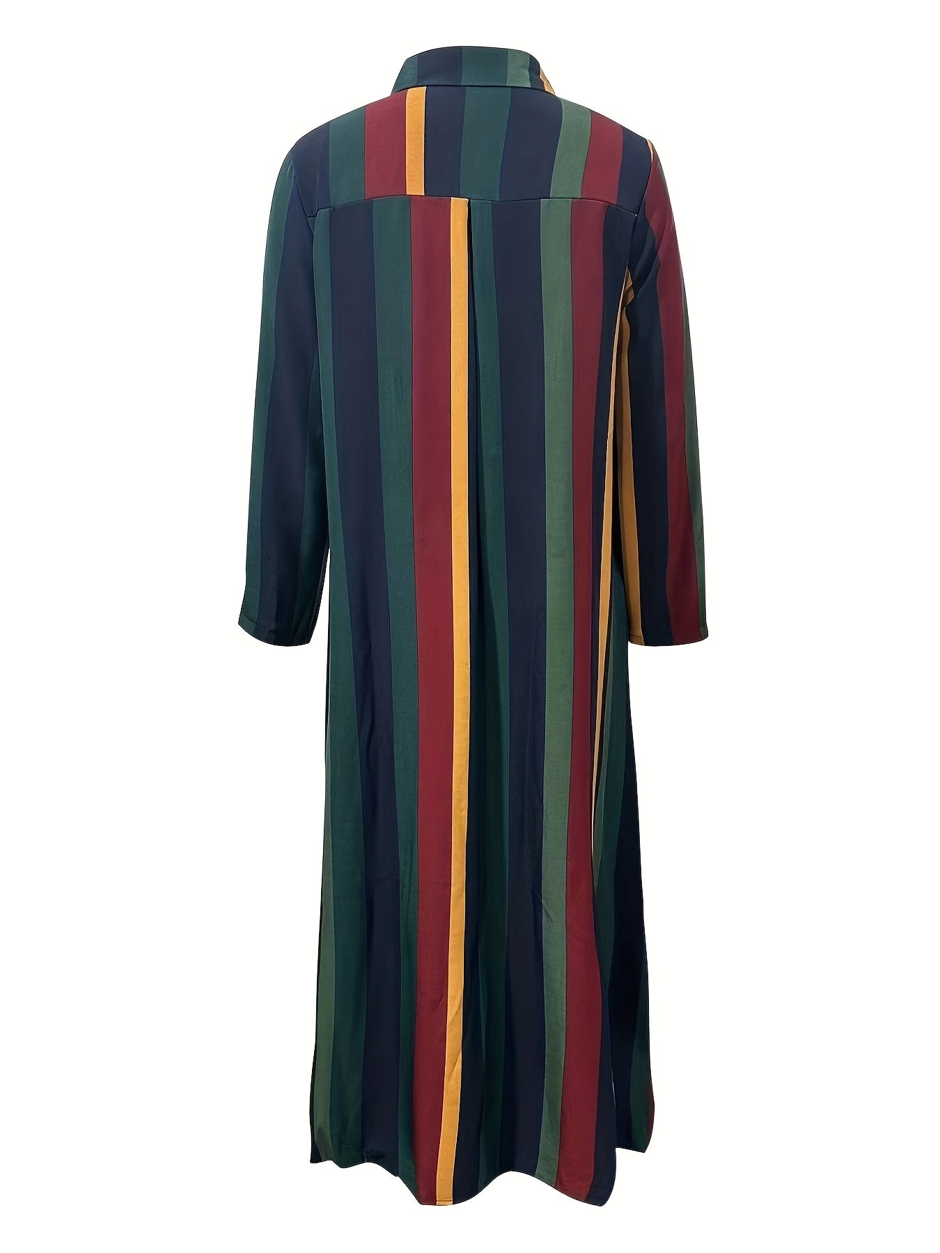 Casual Striped Button-Up Maxi Dress