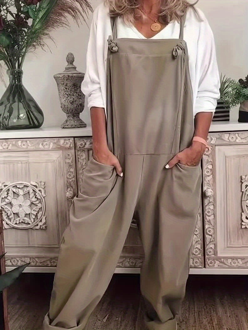 Khaki Structured Overalls