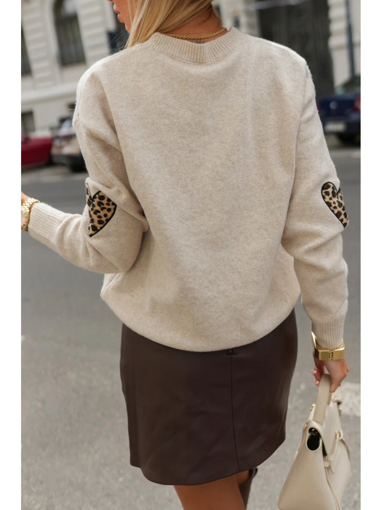 Refined Leopard Accent Knit Sweater