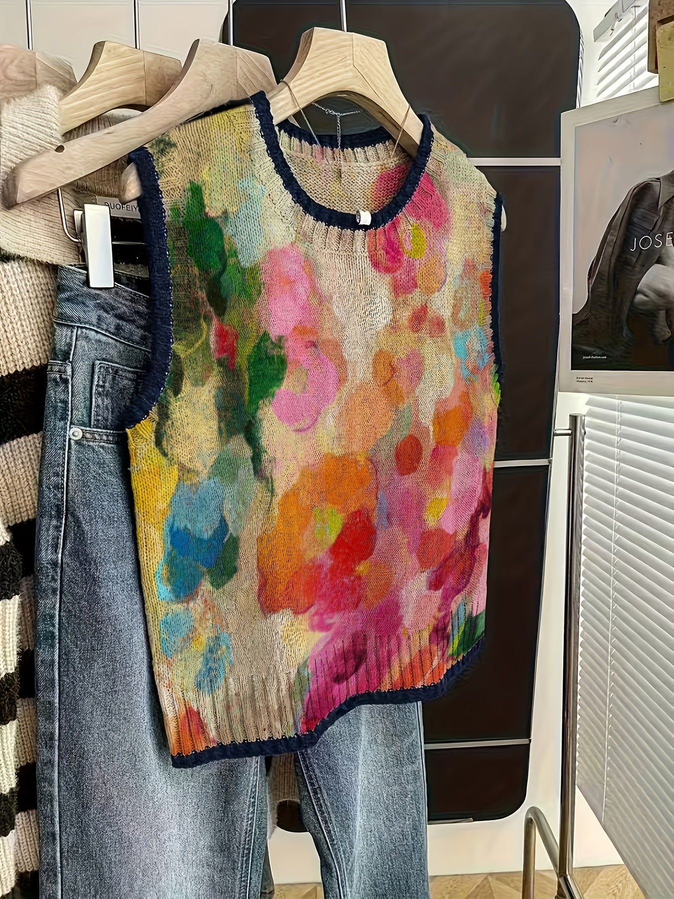 Elegant Contrast Trim Knit Ves