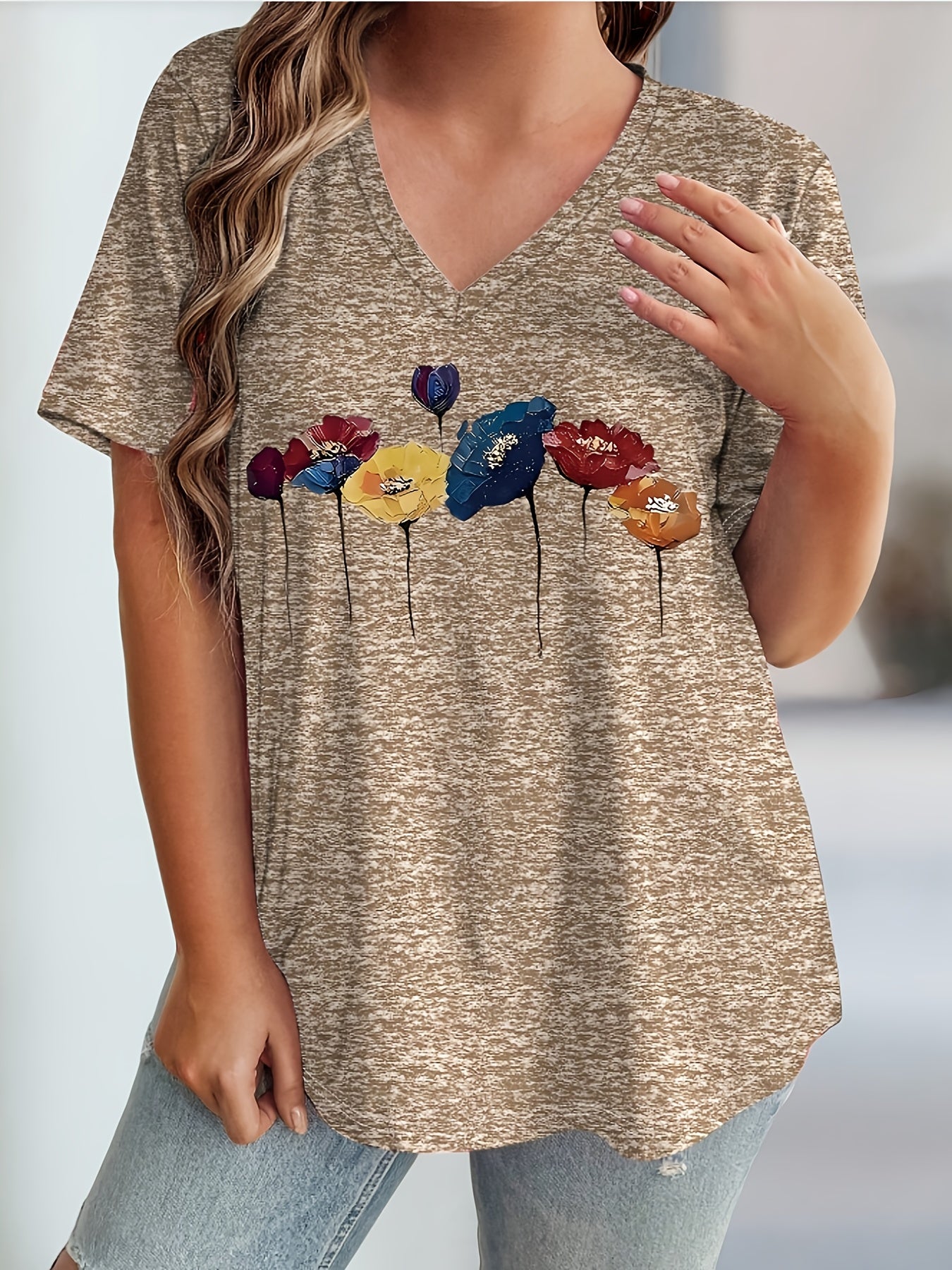 Floral V-Neck T-Shirt