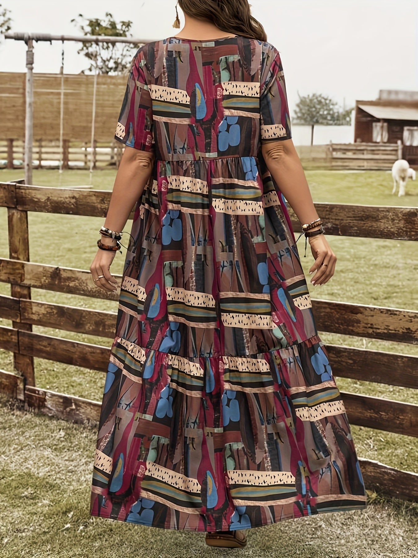 Geometric Flowy Maxi Dress
