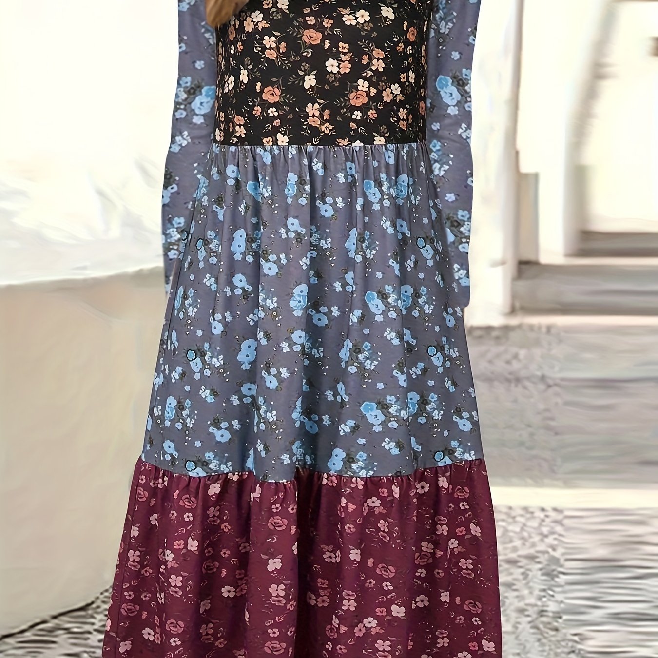 Elara Boho Patchwork Maxi Dress