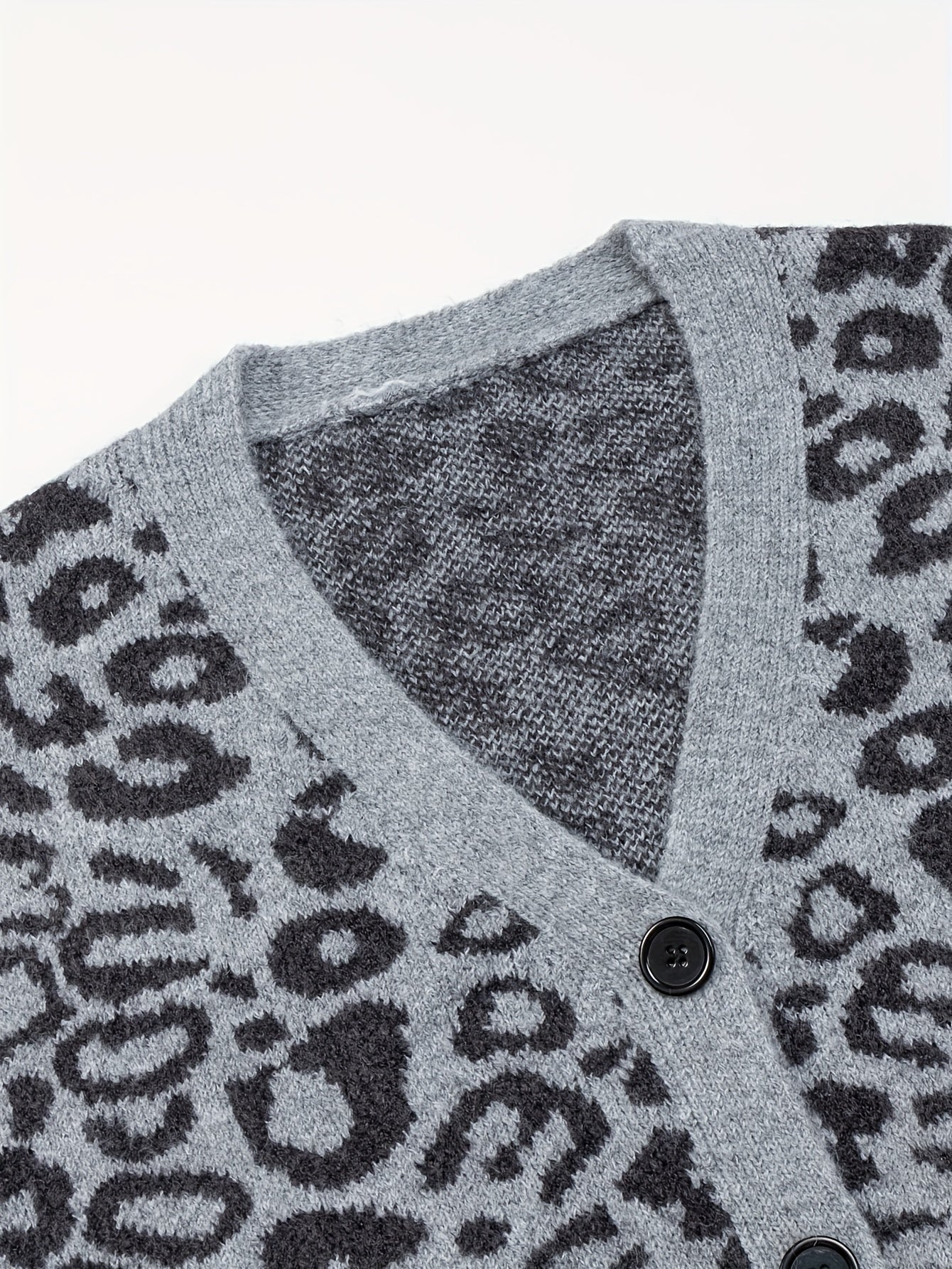 Vintage Leopard Jacquard Open-Front Cardigan Coat