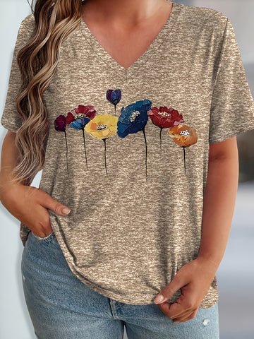 Floral V-Neck T-Shirt