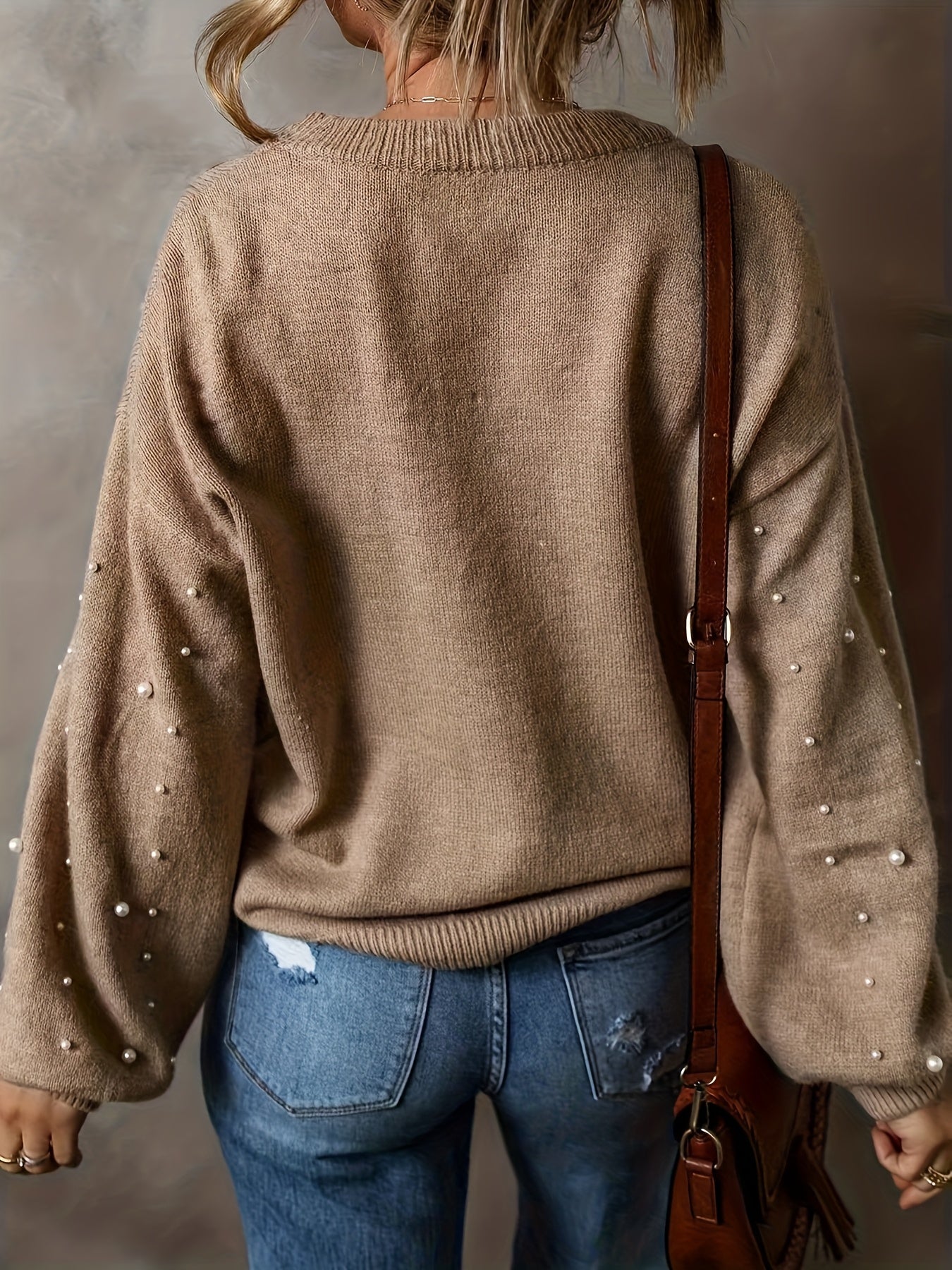 Beaded Detail Soft Knit Sweater