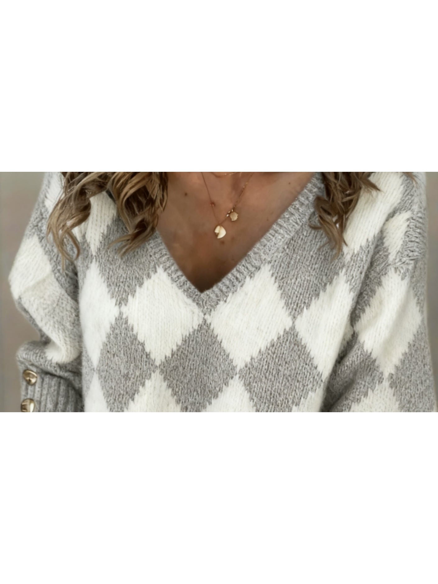 Contrast V-Neck Color Block Sweater
