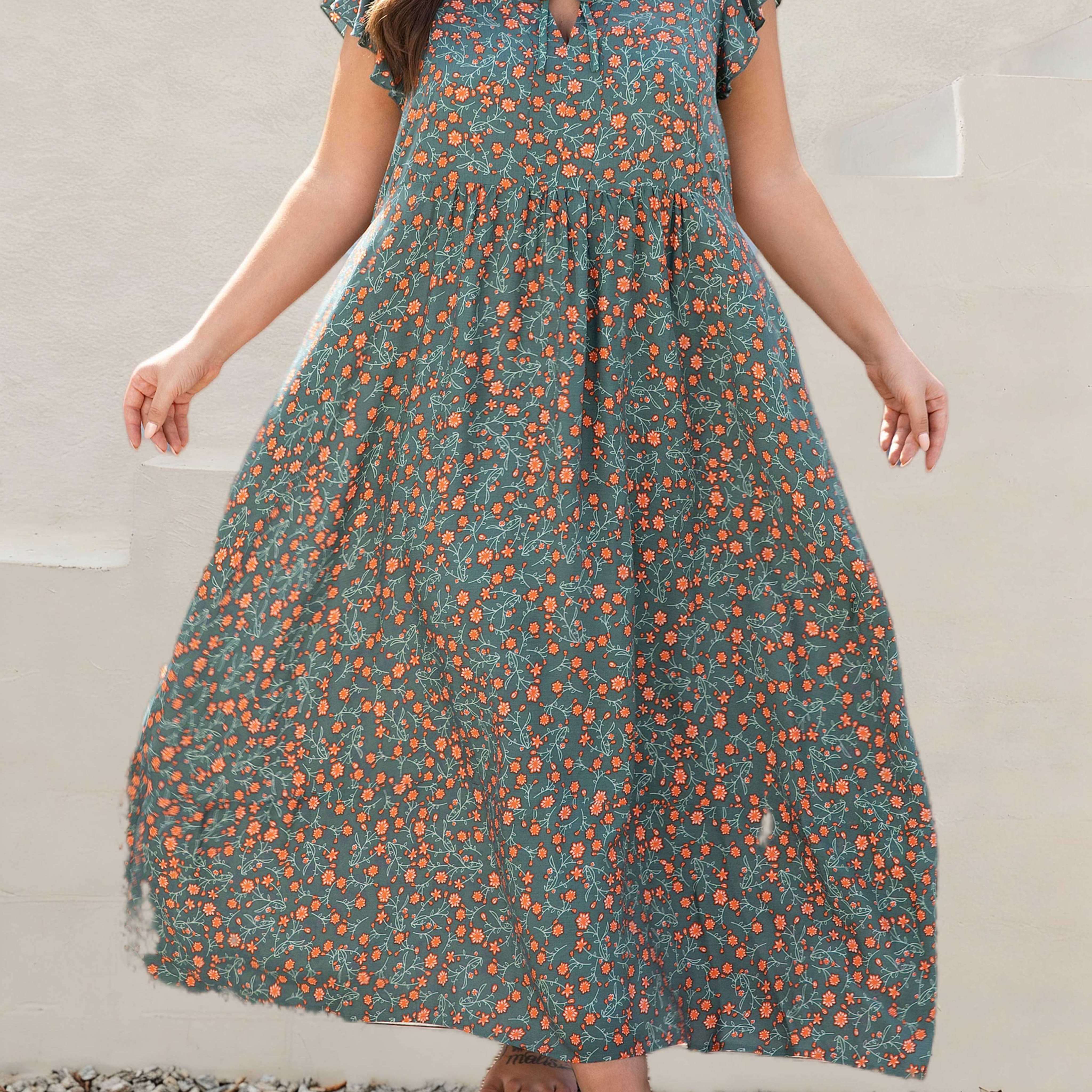 Bohemian Lace-Up Maxi Dress