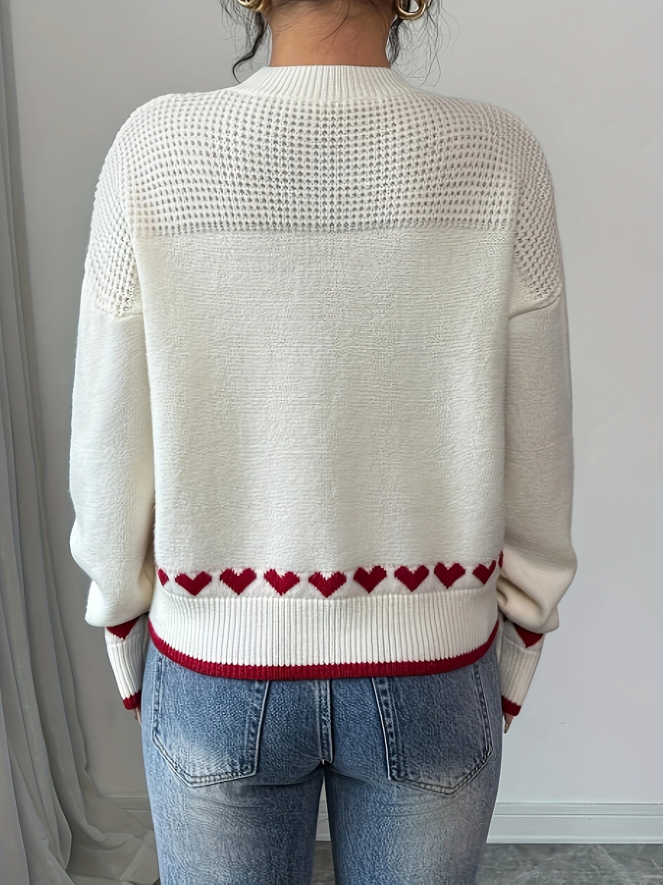 Sweet Heart Drop Shoulder Knit Sweater