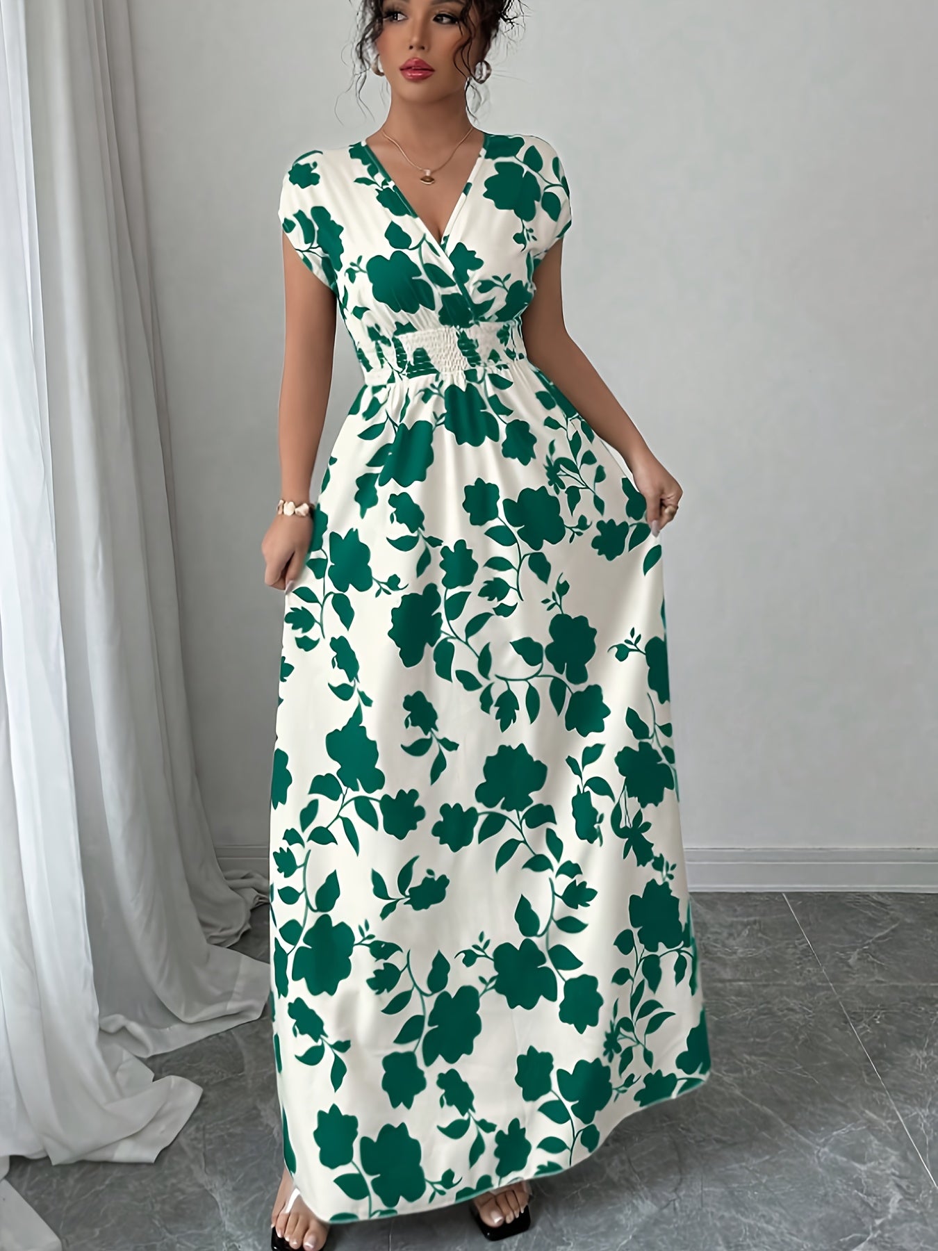 Plus Size V-Neck Formal Maxi Dress