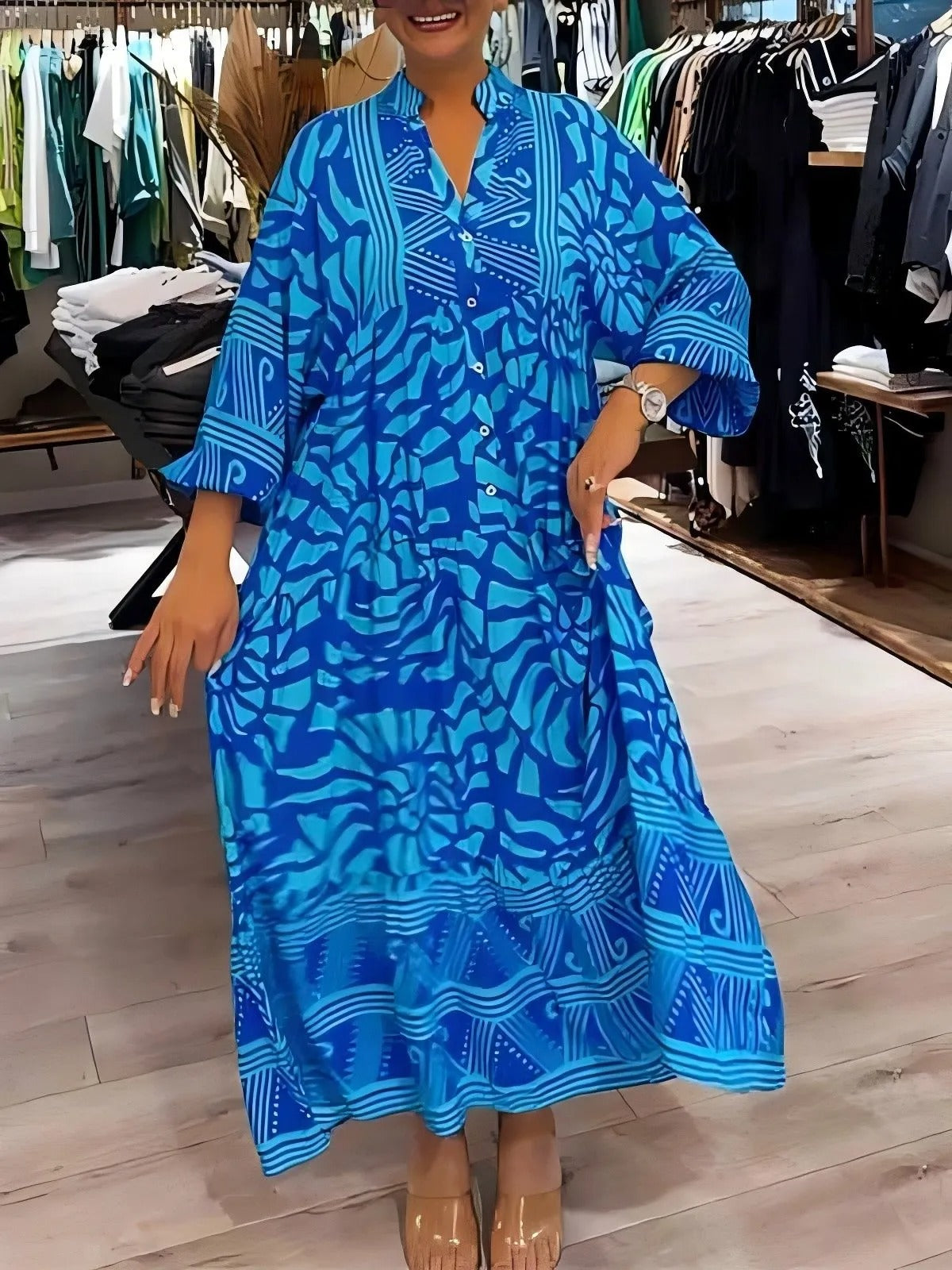 Viola | Flowy Printed V-Neck Dress