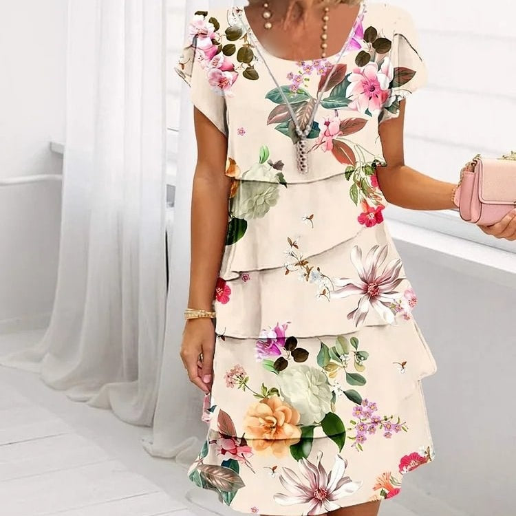 Clare | Elegant Cascade Floral Dress